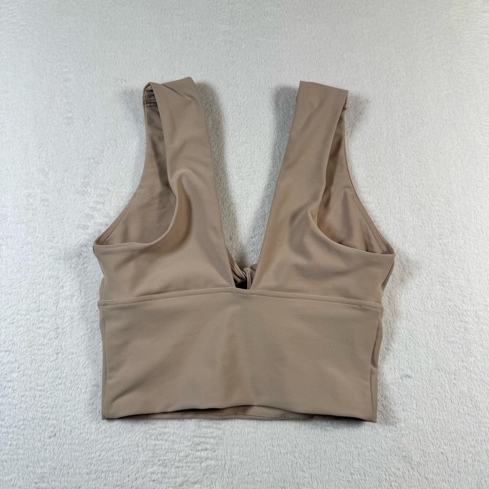 Old Navy Powersoft Sports Bra Womens XS Beige V Neck Longline Light Support‎